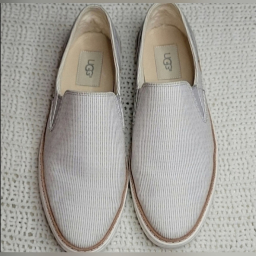 UGG Women's Slip-On Sneakers in Light Gray with Tan Trim